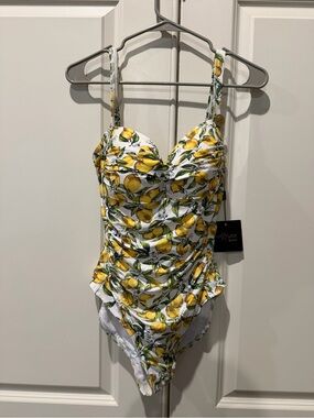 Nip Tuck Swim Lemon-Print White One-Piece Swimsuit